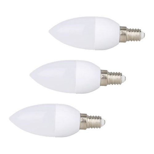3 db 3W gyertya LED izzó tejüveg búrával / E14 foglalatba - hideg fehér