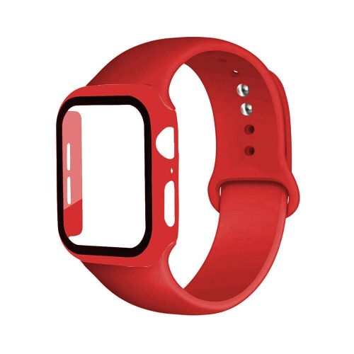 Szilikon szíj és védőtok Apple Watch órához, 40 mm - piros