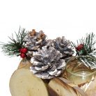 Karácsonyi fa vonat / asztaldísz mécsestartóval, két kocsival