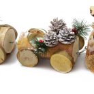 Karácsonyi fa vonat / asztaldísz mécsestartóval, két kocsival