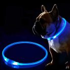Kicsi világító LED-es nyakörv / méretre vágható, USB-s - kék