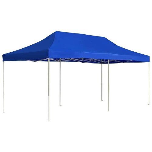 3x6 méteres összecsukható kerti pavilon sátortetővel - kék