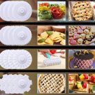 Műanyag fondant vágó - görgős tészta vágó / 4 cserélhető mintázat (T00281)