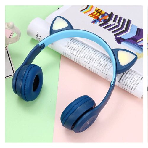 CatEar Bluetooth fülhallgató / mikrofon LED fényekkel / cicafülekkel / Kék / Y47