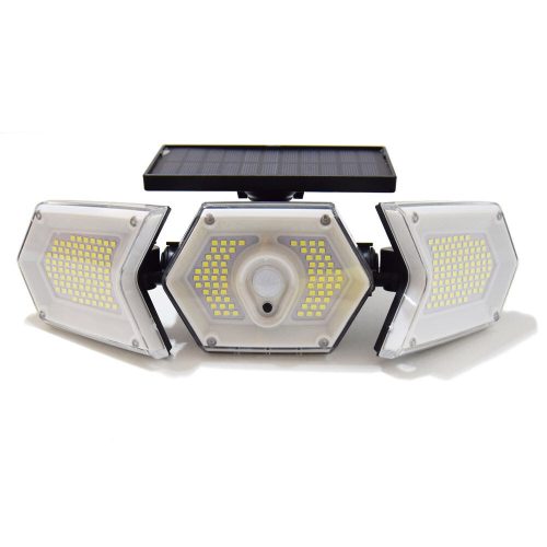 Napelemes indukciós kültéri lámpa - COB LED / 200 Lumen, állítható LED panelekkel