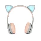 CatEar Bluetooth fülhallgató / mikrofon LED fényekkel / cicafülekkel / Rózsaszín-Szürke / Y47