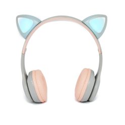   CatEar Bluetooth fülhallgató / mikrofon LED fényekkel / cicafülekkel / Rózsaszín-Szürke / Y47