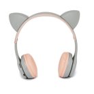 CatEar Bluetooth fülhallgató / mikrofon LED fényekkel / cicafülekkel / Rózsaszín-Szürke / Y47
