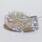 Napelemes kültéri karácsonyi égősor - hideg fehér, 100 LED, drótos, leszúrható napelemmel / 10 m