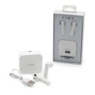 Ezra vezeték nélküli Bluetooth fülhallgató - tokba épített töltővel / fehér (TWS17)