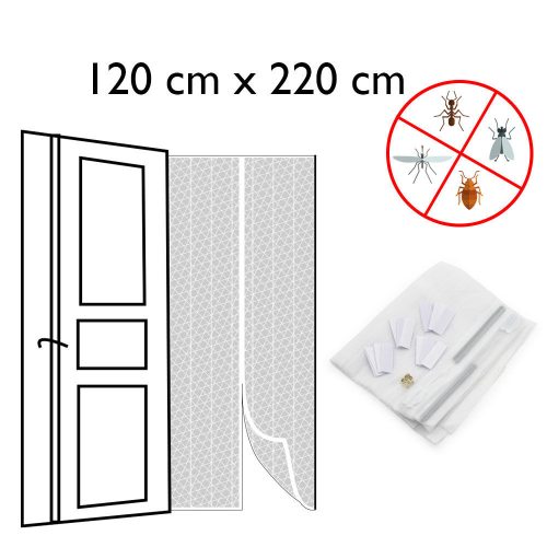 Mágneses szúnyogháló ajtóra - rovarfüggöny / 120x220 cm - fehér (675)