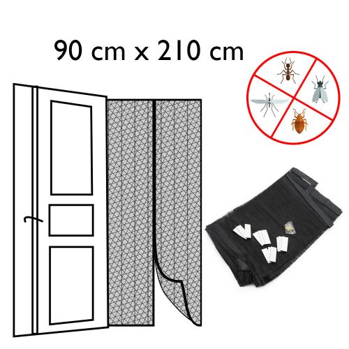 Mágneses szúnyogháló ajtóra - rovarfüggöny / 90x210 cm - fekete (674)