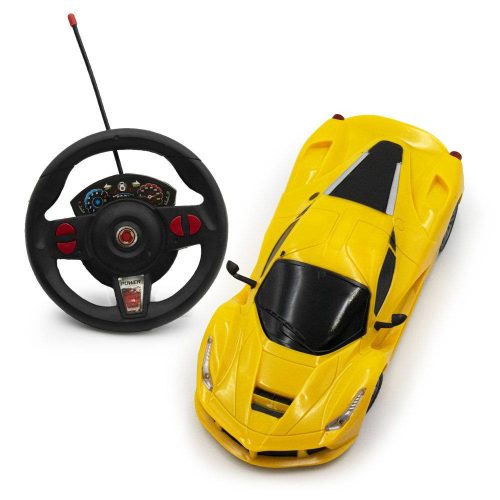 Kormánnyal is irányítható játék versenyautó / RC sportkocsi - sárga