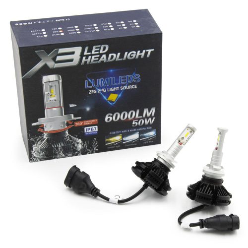 880 X3 LED fényszóró szett / 1 pár, 25W, 6000 LM