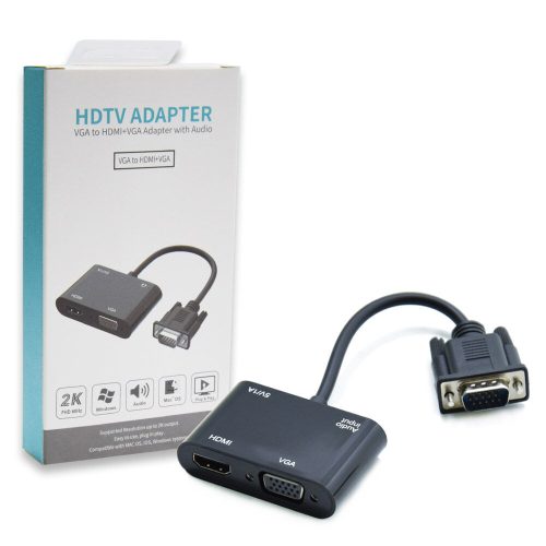 VGA - HDMI+VGA átalakító audio kimenettel