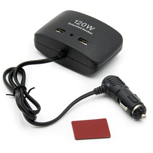 120W InCar autós szivargyújtó elosztó / 3 db szivargyújtó + 2 db USB csatlakozóval