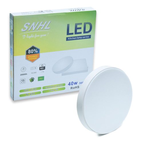 SNHL külső szerelésű LED panel – kerek, 40W, 225 mm, hideg fehér