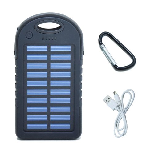 Napelemes Powerbank LED lámpával / 2 x USB port, 3000 mAh