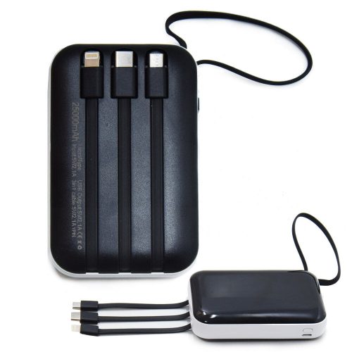 3 az 1-ben PowerBank - Micro USB, Type-C, Lightning kábelekkel / 2500 mAh