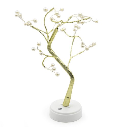 Dekorációs fa LED gyöngyökkel, hideg fehér - 45 cm