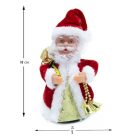 Zenélő és pörgő Mikulás puttonnyal és csengettyűvel, 18 cm