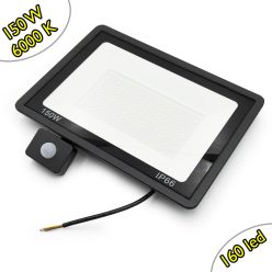   150W mozgásérzékelős kültéri LED reflektor, 160 LED, IP66 védelem