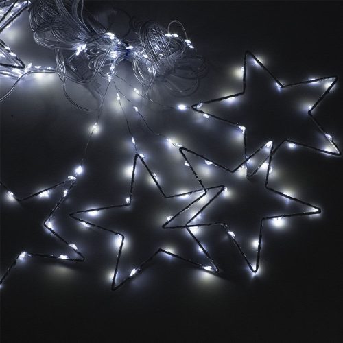 Csillag alakú, fémvázas fényfüzér -  hideg fehér, 150 LED / 4,1 méter