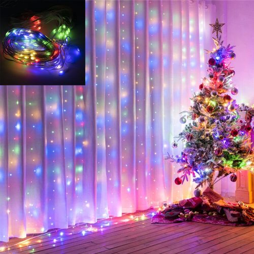 Dekorációs LED fényfüggöny, 280 LED, multicolor - 270 cm