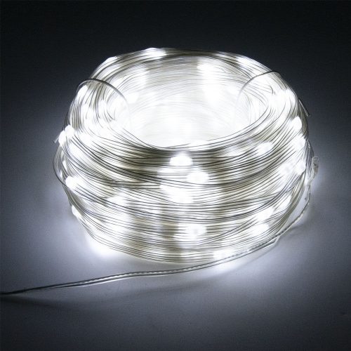 50 méteres flexibilis fénykábel / karácsonyi világítás, 8 világítási mód, hideg fehér