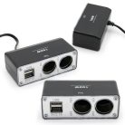 Szivargyújtó elosztó, 2 db szivargyújtó + 2 db USB csatlakozó, 100W