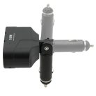 Szivargyújtó elosztó, 2 db szivargyújtó + 2 db USB csatlakozó, 180°-ban mozgatható, 100W