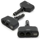 Szivargyújtó elosztó, 2 db szivargyújtó + 2 db USB csatlakozó, 180°-ban mozgatható, 100W