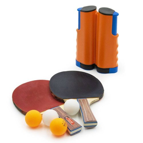Hordozható pingpong szett - 2 db ütő, 4 db labda, kihúzható háló