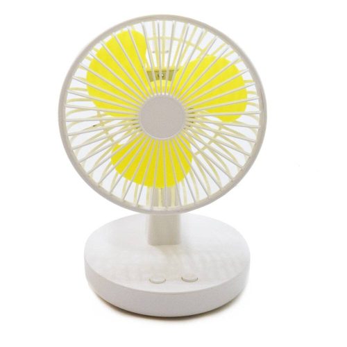 Asztali vezeték nélküli ventilátor, LED fénnyel - fehér-sárga