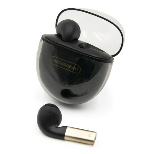 Vezeték nélküli Bluetooth fülhallgató, tokba épített töltővel - fekete (SS-F22)