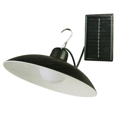 Napelemes kültéri LED lámpa – lógó lámpa, búrával / felakasztható - fekete