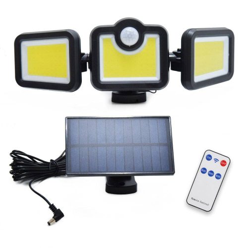 Napelemes LED reflektor, 2 szárnnyal, távirányítóval és mozgásérzékelővel