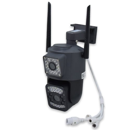 Dupla kamerás vezeték nélküli WiFi biztonsági kamera mozgásérzékelővel - fekete