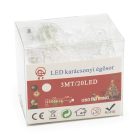 Karácsonyi hópelyhes LED fényfüzér - hideg fehér / 3 méter, 20 LED, elemes
