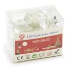 Karácsonyi sarkcsillag alakú LED fényfüzér - hideg fehér / 2,8 méter, 20 LED, elemes
