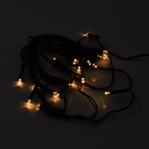Elemes karácsonyi fényfüzér - meleg fehér, 20 ledes, zöld vezetékkel / 2,8 méter