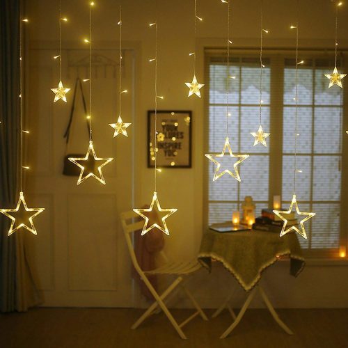 Karácsonyi LED fényfüzér - csillagok / 5 méter, meleg fehér, USB-s