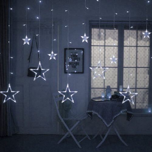 Karácsonyi LED fényfüzér - csillagok / 5 méter, hideg fehér, USB-s