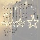 Karácsonyi LED fényfüzér - csillagok / 270 cm, 126 LED, meleg fehér, USB-s