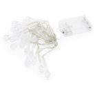 Karácsonyi mini csepp alakú LED fényfüzér - hideg fehér / 3 méter, 20 LED, elemes