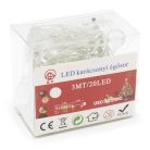 Karácsonyi mini csepp alakú LED fényfüzér - hideg fehér / 3 méter, 20 LED, elemes