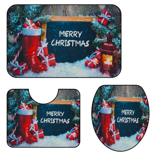 Karácsonyi fürdőszoba szőnyeg szett - Merry Christmas felirat