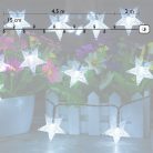 Napelemes karácsonyi fényfüzér csillag alakú LED izzókkal, 30 LED, hideg fehér - 4,5 méter