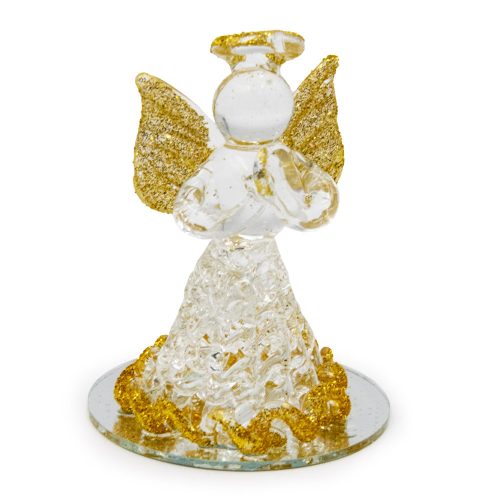 Karácsonyi üveg angyal dekoráció, csillámmal