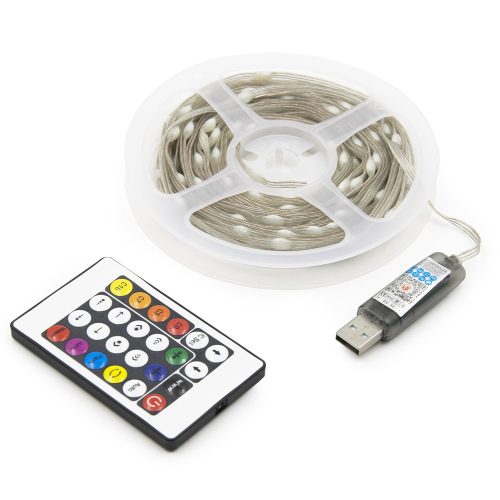 Vízálló RGB LED szalag - mobiltelefonról és távirányítóval vezérelhető / 10 méter, fényjátékkal